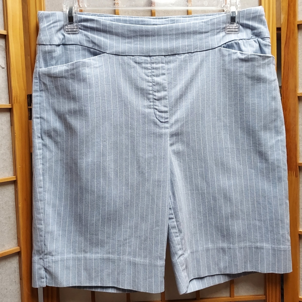 🌊 Hilary Radley Stretchy Striped Bermuda Shorts Women's M
